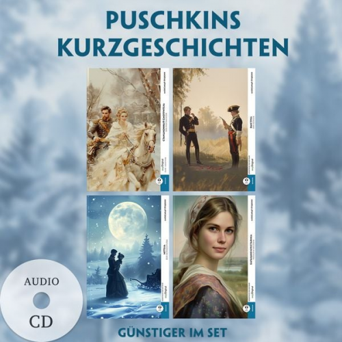 Alexander Puschkin - 4 Puschkins Kurzgeschichten (4 Bücher + Audio-CDs) - Frank-Lesemethode - Kommentierte zweisprachige Ausgabe Russisch-Deutsch