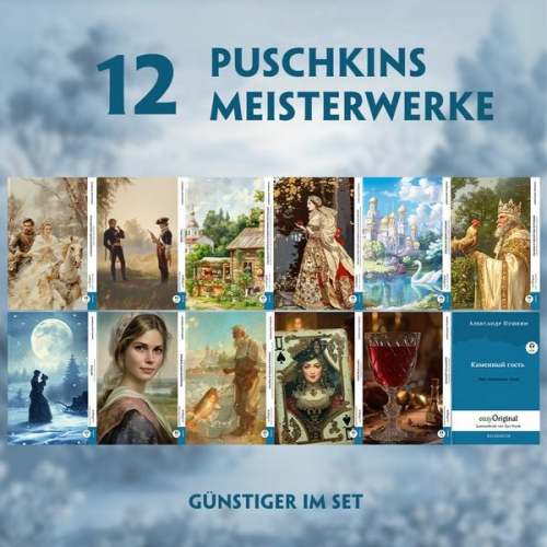 Alexander Puschkin - 12 Puschkins Meisterwerke (12 Bücher + Audio-Online) - Frank-Lesemethode - Kommentierte zweisprachige Ausgabe Russisch-Deutsch