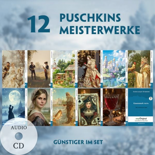 Alexander Puschkin - 12 Puschkins Meisterwerke (12 Bücher + Audio-CDs) - Frank-Lesemethode - Kommentierte zweisprachige Ausgabe Russisch-Deutsch