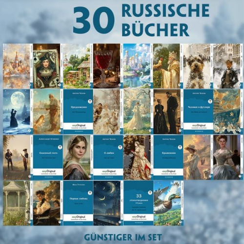 Anton Pawlowitsch Tschechow Nikolai Wassiljewitsch Gogol Alexander Puschkin Iwan Turgenew Michail Bulgakow - 30 russische Bücher (30 Bücher + Audio-Online) - Frank-Lesemethode - Kommentierte zweisprachige Ausgabe Russisch-Deutsch