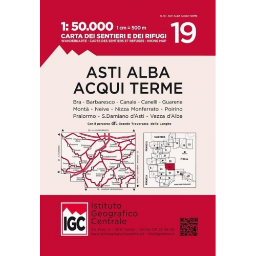 Wanderkarte 19 Asti Alba Acqui Terme 1:50 000