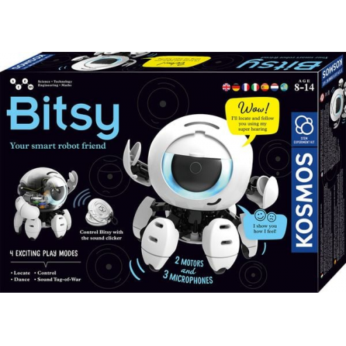 KOSMOS 617424 - Bitsy Dein cleverer Robo-Freund, Roboter-Bausatz, STEM-Experimentierkasten