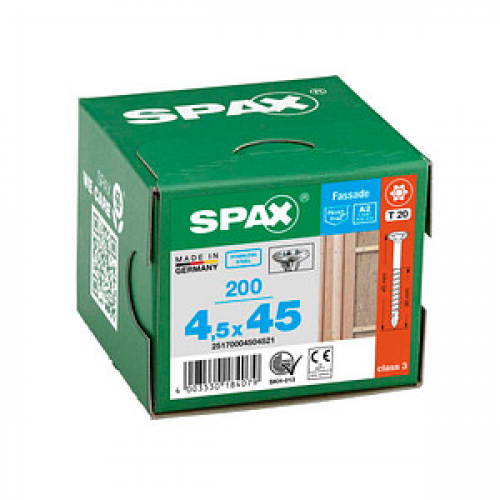 SPAX® Fassadenschrauben T20 Linsensenkkopf A2 4,5 mm x 45 mm, 200 St.