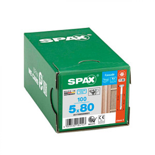 SPAX® Fassadenschrauben T20 Linsensenkkopf A2 5 mm x 80 mm, 100 St.