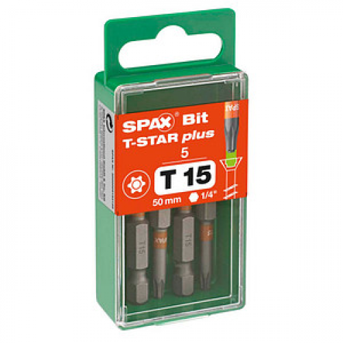 5 SPAX® T15 T-STAR  Plus Bits, 5 St.