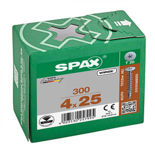 SPAX® Rückwandschrauben T20 Flachkopf WIROX 4 mm x 25 mm, 300 St.