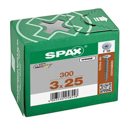 SPAX® Rückwandschrauben T10 Flachkopf WIROX 3 mm x 25 mm, 300 St.