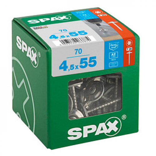 SPAX® Spenglerschrauben T20 Linsensenkkopf A2 8 mm x 55 mm, 70 St.