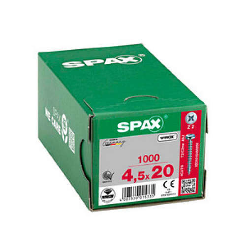 SPAX® Universalschrauben Z2 Halbrundkopf WIROX 4,5 mm x 20 mm, 1000 St.