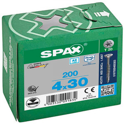 SPAX® Universalschrauben T20 Senkkopf Edelstahl A2 4 mm x 30 mm, 200 St.