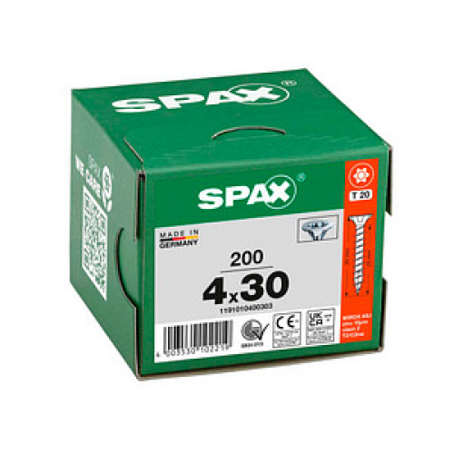 SPAX® Universalschrauben T20 Senkkopf WIROX 4 mm x 30 mm, 200 St.