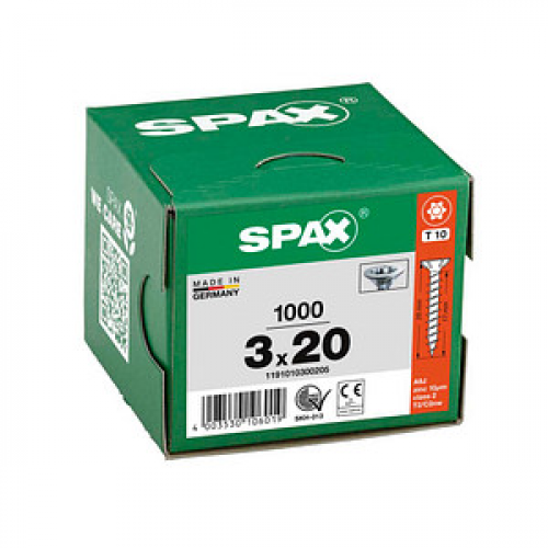 SPAX® Universalschrauben T10 Senkkopf WIROX 3 mm x 20 mm, 1000 St.