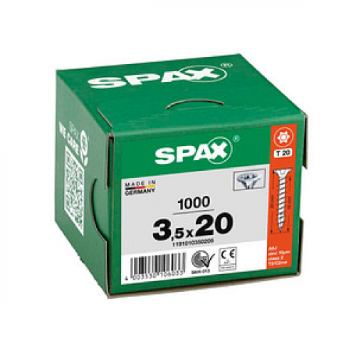 SPAX® Universalschrauben T20 Senkkopf WIROX 3,5 mm x 20 mm, 1000 St.