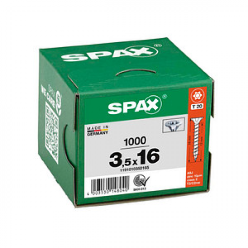 SPAX® Universalschrauben T20 Senkkopf WIROX 3,5 mm x 16 mm, 1000 St.