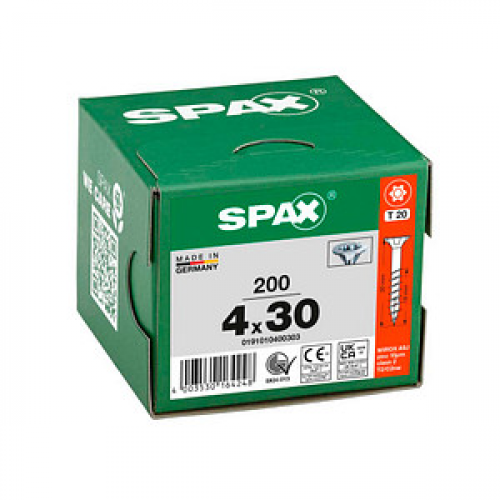 SPAX® Universalschrauben T20 Senkkopf WIROX 4 mm x 30 mm, 200 St.