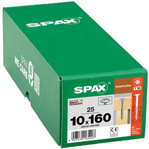 SPAX® Holzbauschrauben T40 Tellerkopf WIROX 10 mm x 160 mm, 25 St.