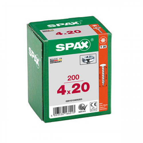 SPAX® Universalschrauben T20 Halbrundkopf WIROX 4 mm x 20 mm, 200 St.