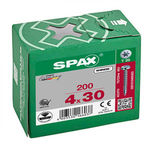 SPAX® Universalschrauben T20 Halbrundkopf WIROX 4 mm x 30 mm, 200 St.