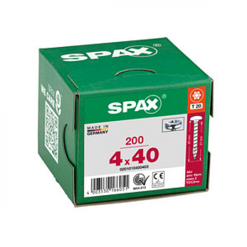 SPAX® Universalschrauben T20 Halbrundkopf WIROX 4 mm x 40 mm, 200 St.