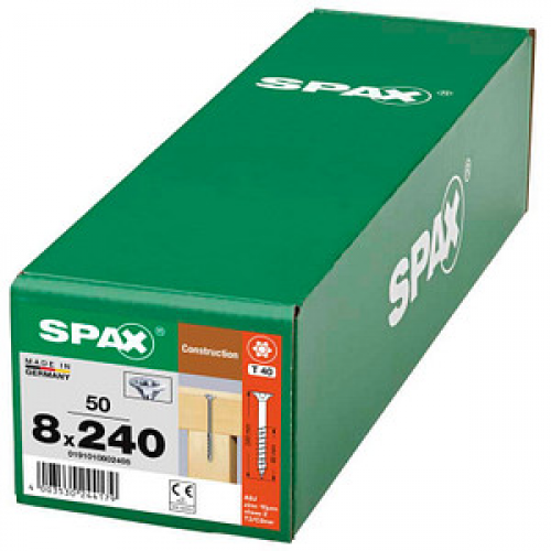 SPAX® Holzbauschrauben T40 Senkkopf WIROX 8 mm x 240 mm, 50 St.