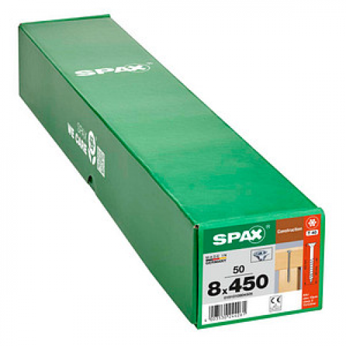 SPAX® Holzbauschrauben T40 Senkkopf WIROX 8 mm x 450 mm, 50 St.