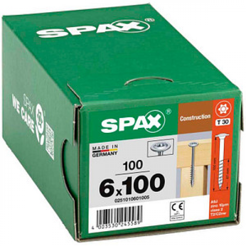 SPAX® Holzbauschrauben T30 Tellerkopf WIROX 6 mm x 100 mm, 100 St.