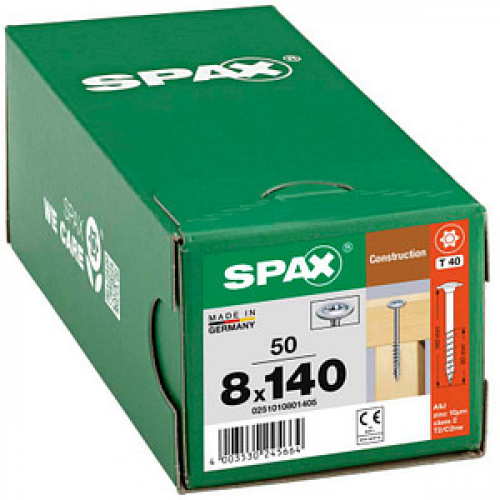 SPAX® Holzbauschrauben T40 Tellerkopf WIROX 8 mm x 140 mm, 50 St.