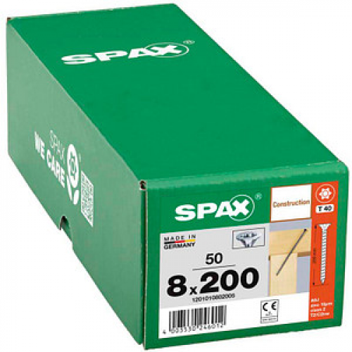 SPAX® Holzbauschrauben T40 Senkkopf WIROX 8 mm x 200 mm, 50 St.