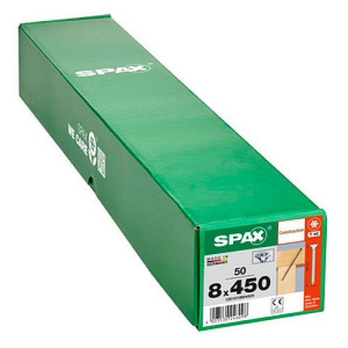 SPAX® Holzbauschrauben T40 Senkkopf WIROX 8 mm x 450 mm, 50 St.