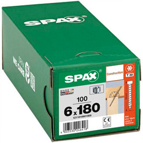 SPAX® Holzbauschrauben T30 Zylinderkopf WIROX 6 mm x 180 mm, 100 St.