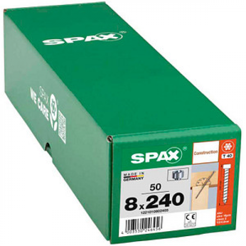 SPAX® Holzbauschrauben T40 Zylinderkopf WIROX 8 mm x 240 mm, 50 St.