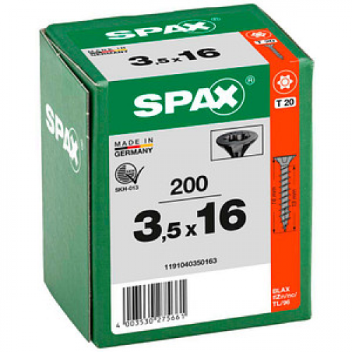 SPAX® Universalschrauben T20 Senkkopf BLAX 3,5 mm x 16 mm, 200 St.