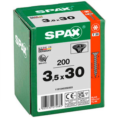 SPAX® Universalschrauben T20 Senkkopf BLAX 3,5 mm x 30 mm, 200 St.