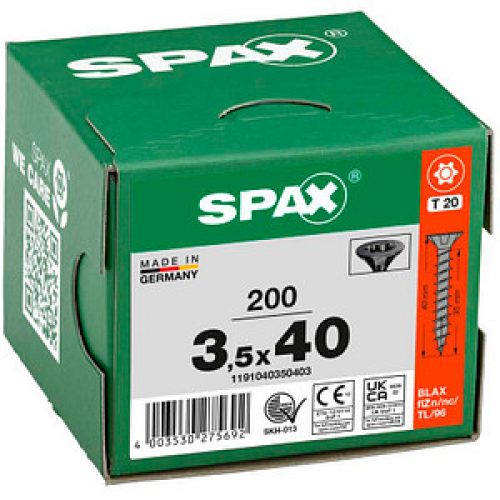 SPAX® Universalschrauben T20 Senkkopf BLAX 3,5 mm x 40 mm, 200 St.