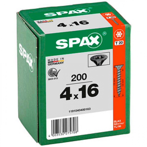 SPAX® Universalschrauben T20 Senkkopf BLAX 4 mm x 16 mm, 200 St.