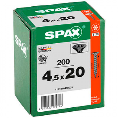 SPAX® Universalschrauben T20 Senkkopf BLAX 4,5 mm x 20 mm, 200 St.