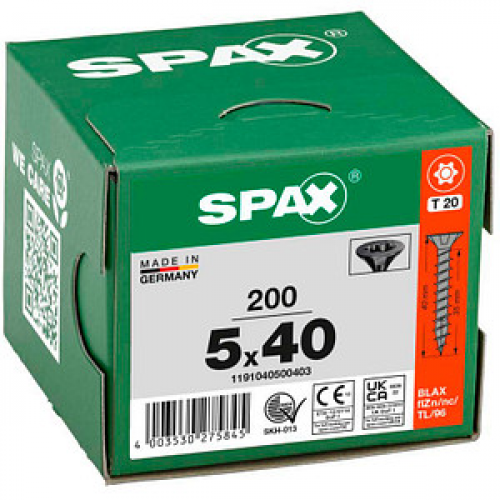 SPAX® Universalschrauben T20 Senkkopf BLAX 5 mm x 40 mm, 200 St.