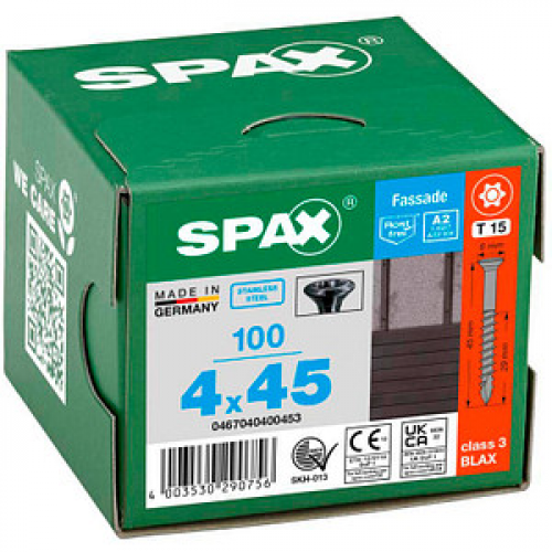 SPAX® Fassadenschrauben T15 Linsensenkkopf BLAX 4 mm x 45 mm, 100 St.