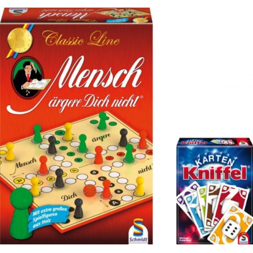 Schmidt Spiele Bundle Mensch ärgere dich nicht Classic Line plus Kniffel Karte