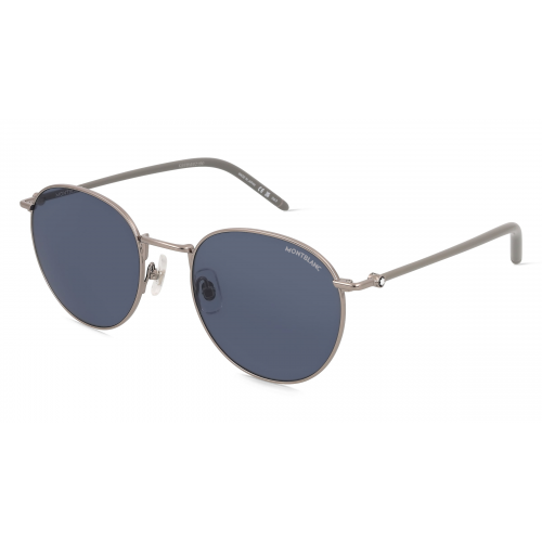 Montblanc MB0343SA Herren-Sonnenbrille Vollrand Rund Metall-Gestell, silber