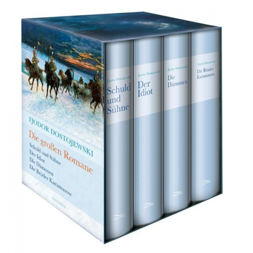 Fjodor M. Dostojewski - Dostojewski, Die großen Romane. Geprüfte Neuauflage Juni 2022 (Schuld und Sühne - Der Idiot - Die Dämonen - Die Brüder Karamasow) (4 Bände im Schuber)