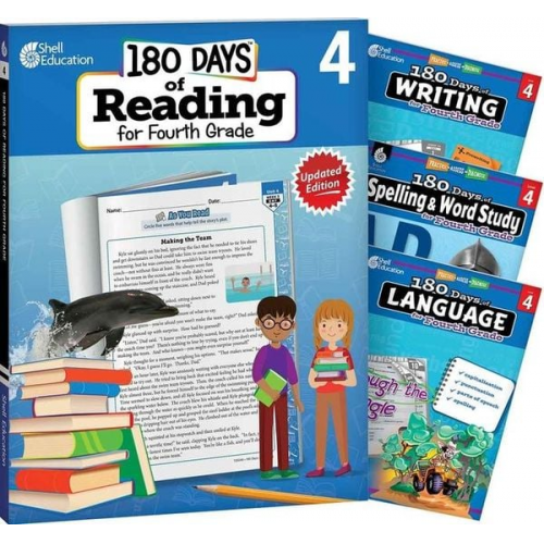 Kristin Kemp Shireen Pesez Rhoades Suzanne I. Barchers Curtis Slepian - 180 Days(tm) Reading 2nd Ed, Writing, Spelling, & Language Grade 4: 4-Book Set