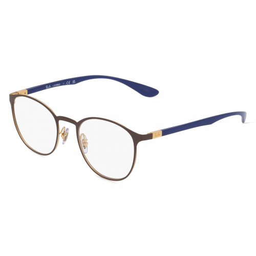 Ray-Ban RX6355 Unisex-Brille inkl. Gläser Vollrand Panto Metall-Gestell 52mm/20mm/145mm, braun