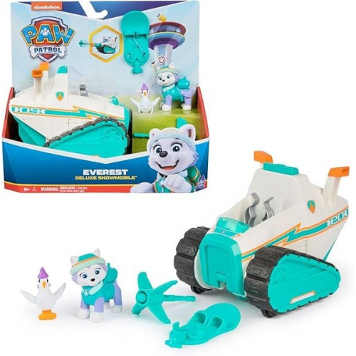 PAW Patrol – Schneemobil mit Everest-Figur, Snowboard und Henrietta-Figur (Deluxe Fahrzeug)