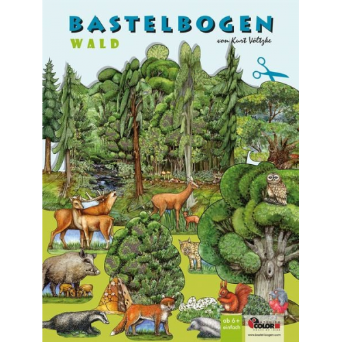 Wald Bastelbogen Bäume & Tiere zum Ausschneiden & Basteln aus Papier