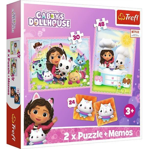 2 in 1 Puzzles + Memo - Gabby's Dollhouse