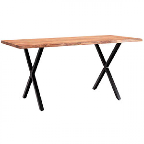 WOHNLING Schreibtisch akazie rechteckig, X-Fuß-Gestell schwarz 180,0 x 90,0 cm