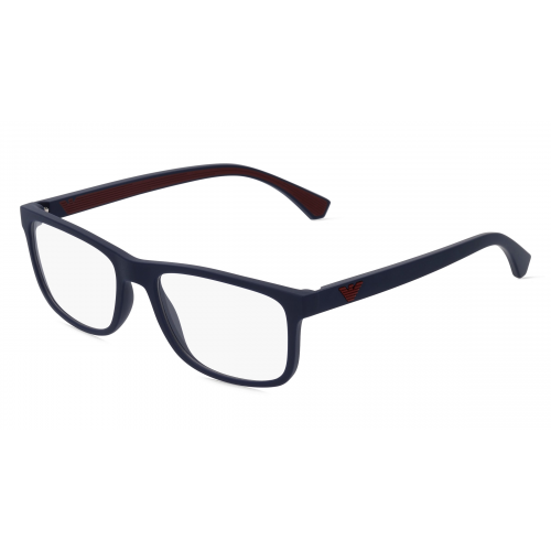 Emporio Armani EA3147 Herren-Brille inkl. Gläser Vollrand Rechteckig Kunststoff-Gestell 53mm/18mm/142mm, blau