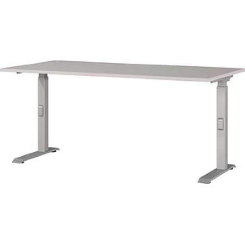 GERMANIA DOWNEY höhenverstellbarer Schreibtisch kaschmir rechteckig, C-Fuß-Gestell silber 160,0 x 80,0 cm