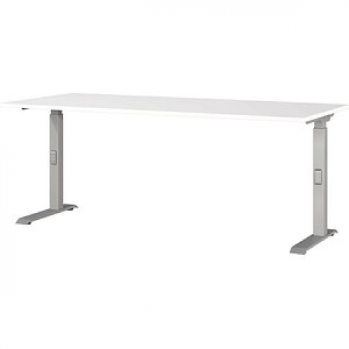 GERMANIA DOWNEY höhenverstellbarer Schreibtisch weiß rechteckig, C-Fuß-Gestell silber 180,0 x 80,0 cm